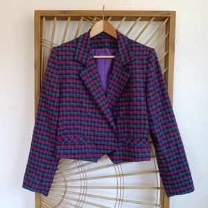 Vintage Doncaster Cropped Plaid Blazer Jacket